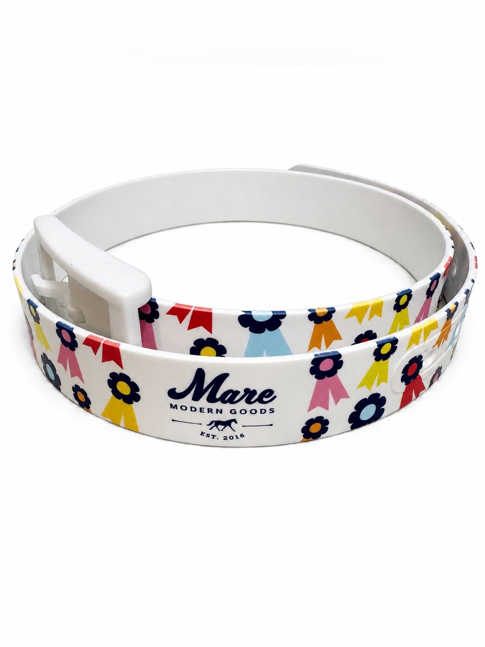 Mare Modern Goods C4 Rainbow Ribbons Equestrian Belt White Buckle 27–31”